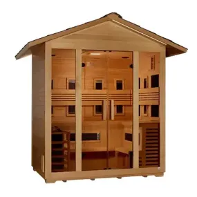 Golden Designs "Gargellen" 5 Person Hybrid (PureTech™ Full Spectrum IR Or Traditional Stove) Outdoor Sauna