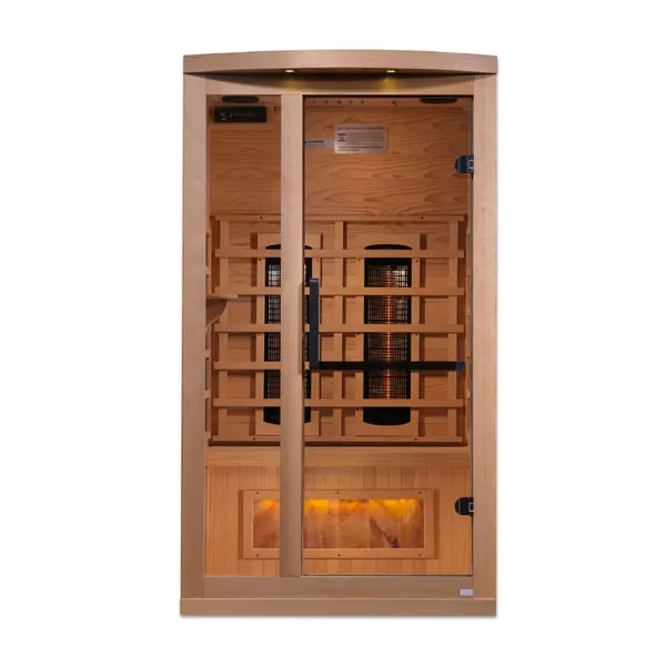 Golden Designs "Reserve Edition" 1-2 Person Full Spectrum PureTech™ Near Zero EMF Infrared Sauna with Himalayan Salt Bar | GDI-8010-03