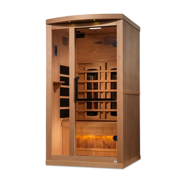 Golden Designs "Reserve Edition" 1-2 Person Full Spectrum PureTech™ Near Zero EMF Infrared Sauna with Himalayan Salt Bar | GDI-8010-03