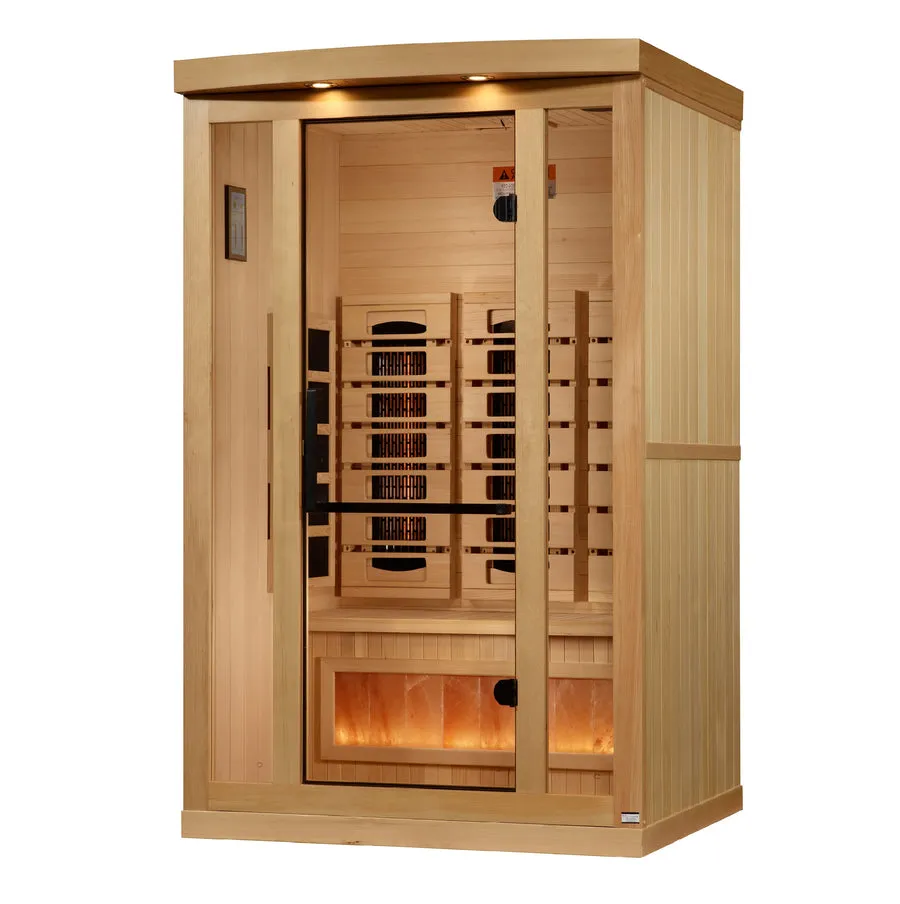Golden Designs "Reserve Edition" 2-Person Full Spectrum PureTech™ Near Zero EMF Infrared Sauna with Himalayan Salt Bar | GDI-8020-03