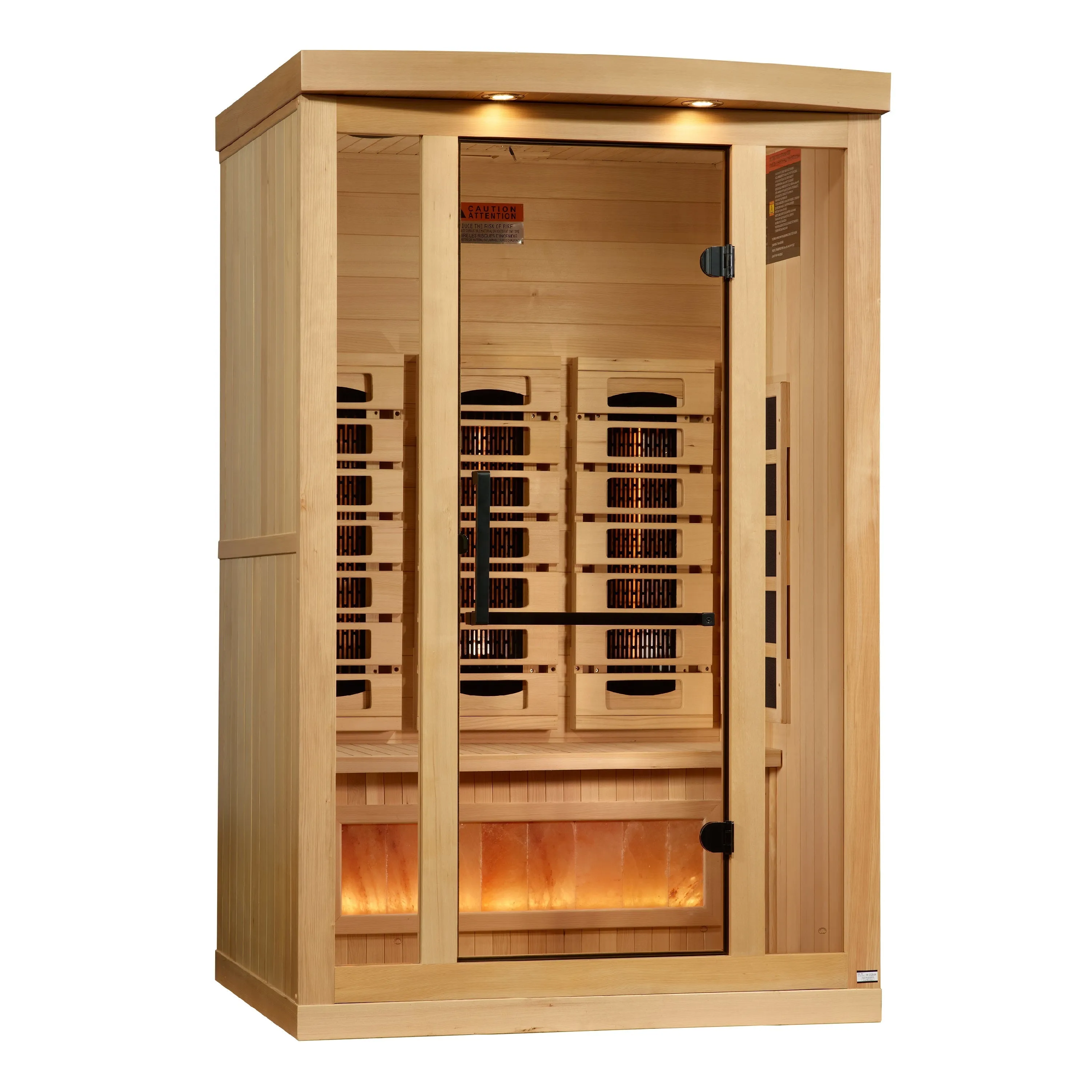 Golden Designs "Reserve Edition" 2-Person Full Spectrum PureTech™ Near Zero EMF Infrared Sauna with Himalayan Salt Bar | GDI-8020-03