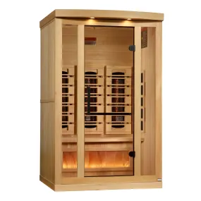 Golden Designs "Reserve Edition" 2-Person Full Spectrum PureTech™ Near Zero EMF Infrared Sauna with Himalayan Salt Bar | GDI-8020-03