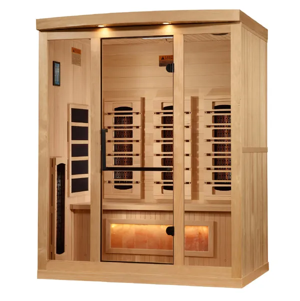 Golden Designs "Reserve Edition" 3-Person Full Spectrum PureTech™ Near Zero EMF Infrared Sauna with Himalayan Salt Bar | GDI-8030-03
