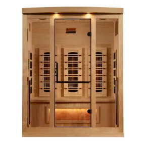 Golden Designs "Reserve Edition" 3-Person Full Spectrum PureTech™ Near Zero EMF Infrared Sauna with Himalayan Salt Bar | GDI-8030-03
