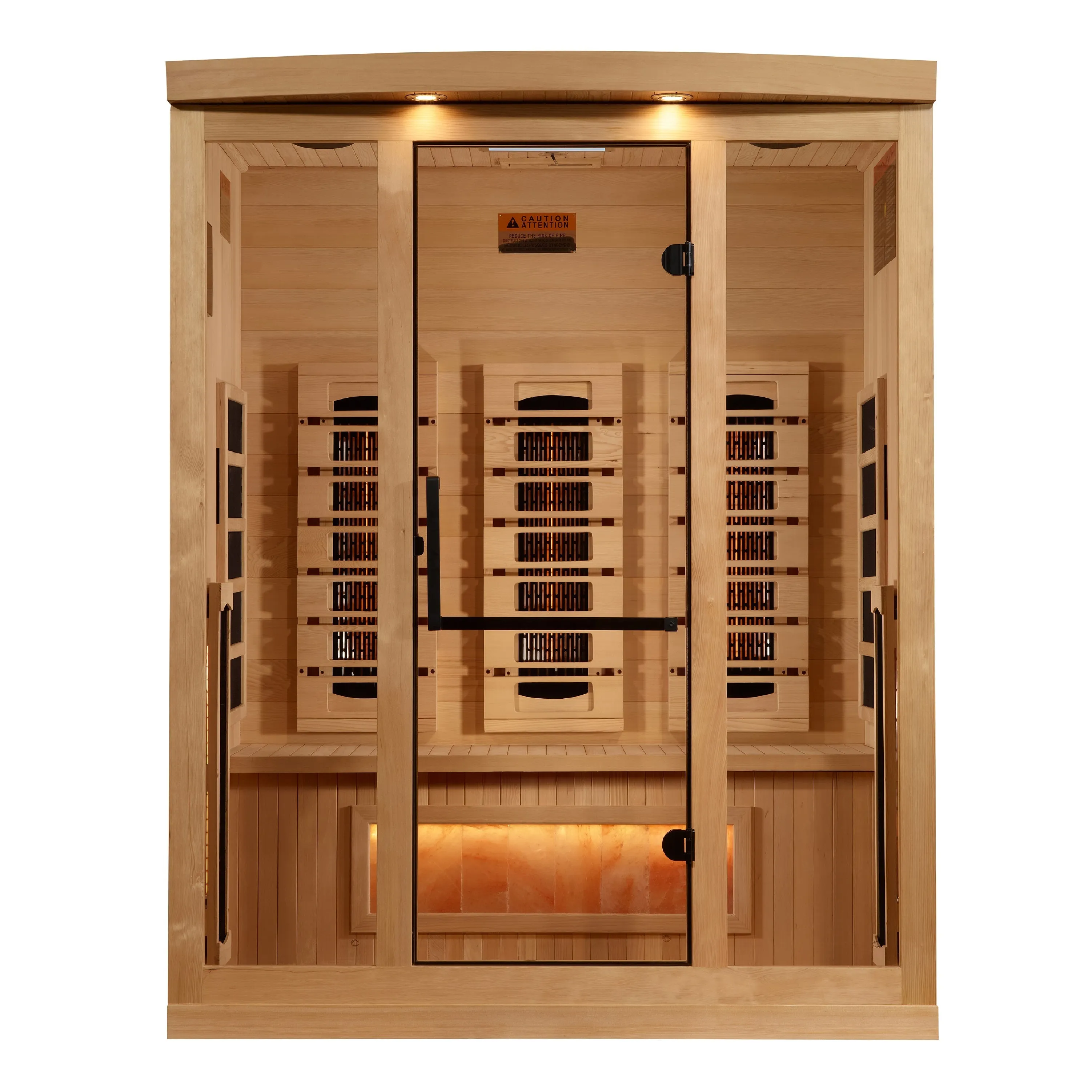 Golden Designs "Reserve Edition" 3-Person Full Spectrum PureTech™ Near Zero EMF Infrared Sauna with Himalayan Salt Bar | GDI-8030-03