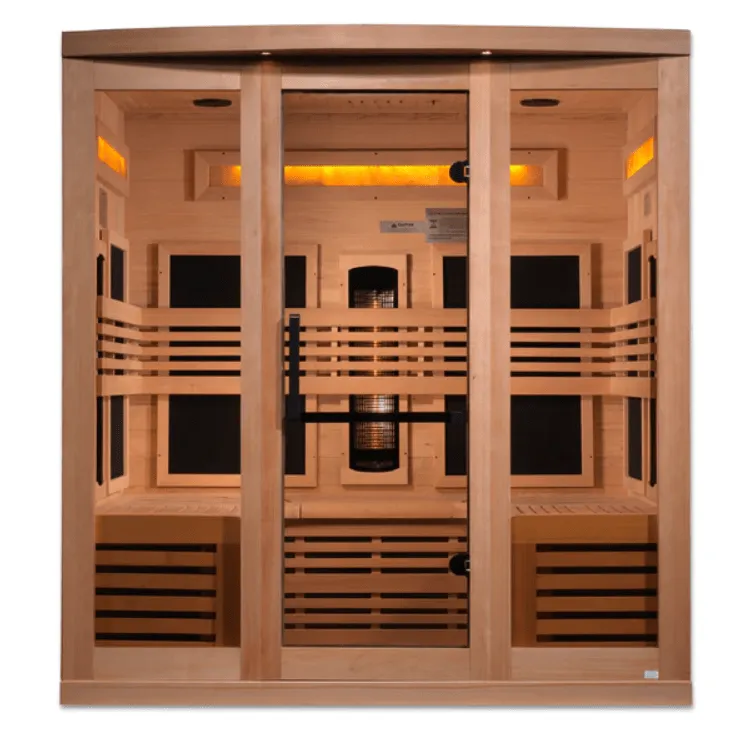 Golden Designs "Reserve Edition" 6-Person Full Spectrum PureTech™ Near Zero EMF FAR Infrared Sauna with Himalayan Salt Bar & Canadian Hemlock | GDI-8260-01