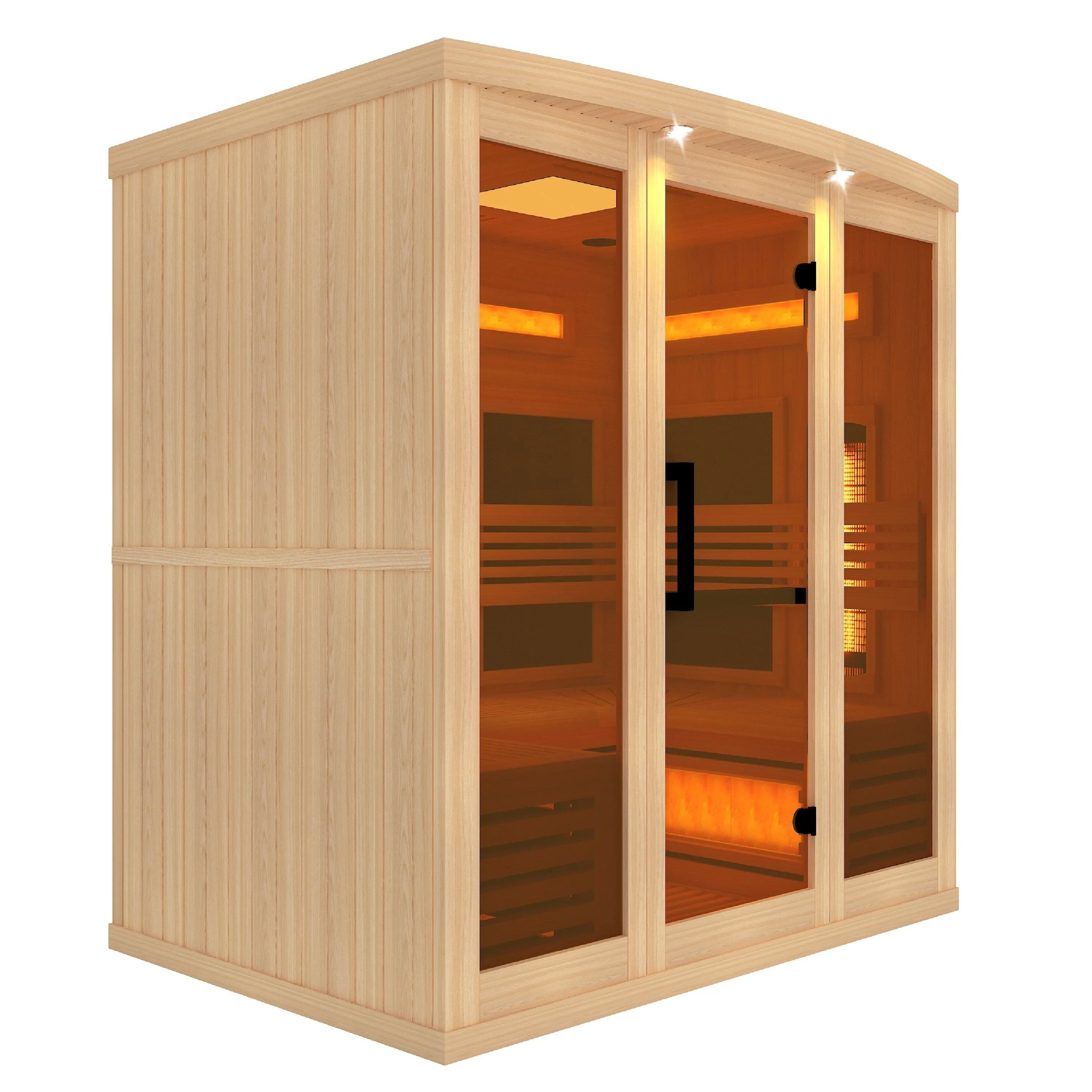 Golden Designs "Reserve Edition" 6-Person Full Spectrum PureTech™ Near Zero EMF FAR Infrared Sauna with Himalayan Salt Bar & Canadian Hemlock | GDI-8260-01
