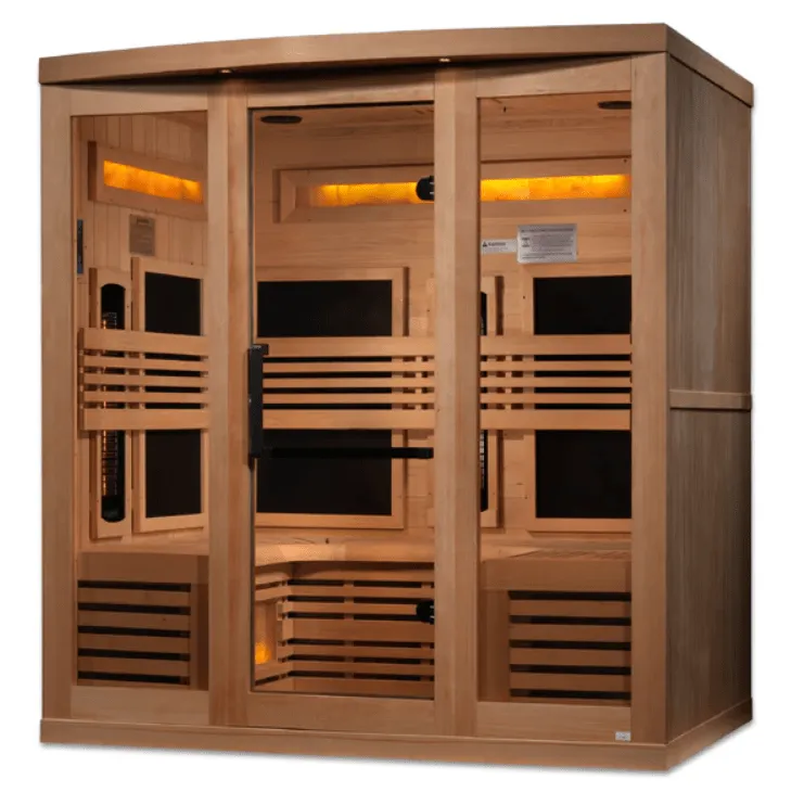 Golden Designs "Reserve Edition" 6-Person Full Spectrum PureTech™ Near Zero EMF FAR Infrared Sauna with Himalayan Salt Bar & Canadian Hemlock | GDI-8260-01