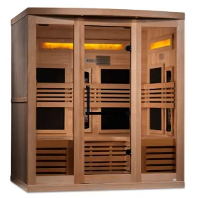 Golden Designs "Reserve Edition" 6-Person Full Spectrum PureTech™ Near Zero EMF FAR Infrared Sauna with Himalayan Salt Bar & Canadian Hemlock | GDI-8260-01