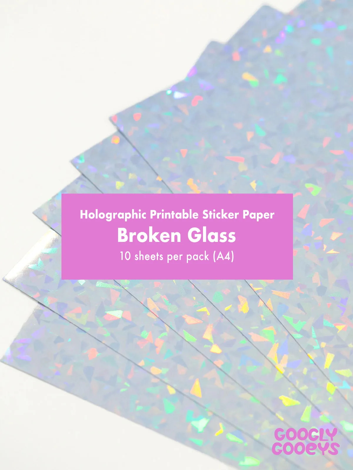 Googly Gooeys Printable Holographic Broken Glass Sticker Paper