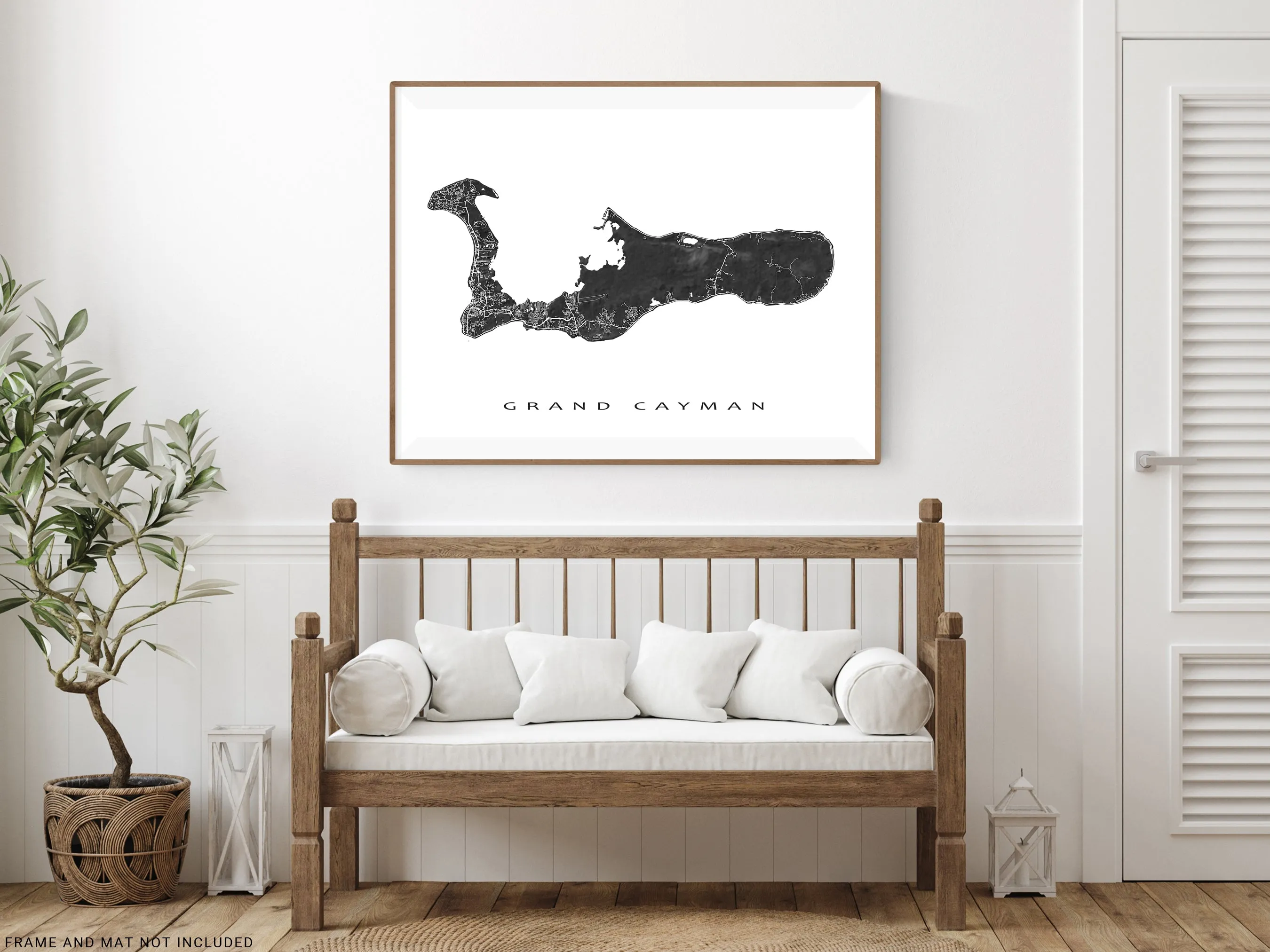 Grand Cayman Island Map Print Poster, Cayman Islands Wall Art Prints, Caribbean Room Decor