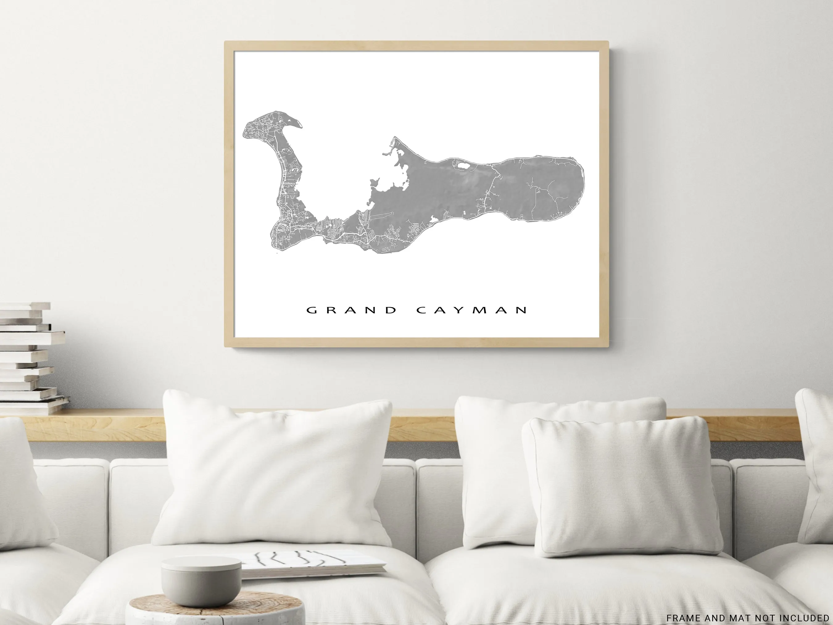 Grand Cayman Island Map Print Poster, Cayman Islands Wall Art Prints, Caribbean Room Decor