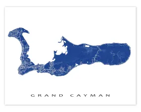 Grand Cayman Island Map Print Poster, Cayman Islands Wall Art Prints, Caribbean Room Decor