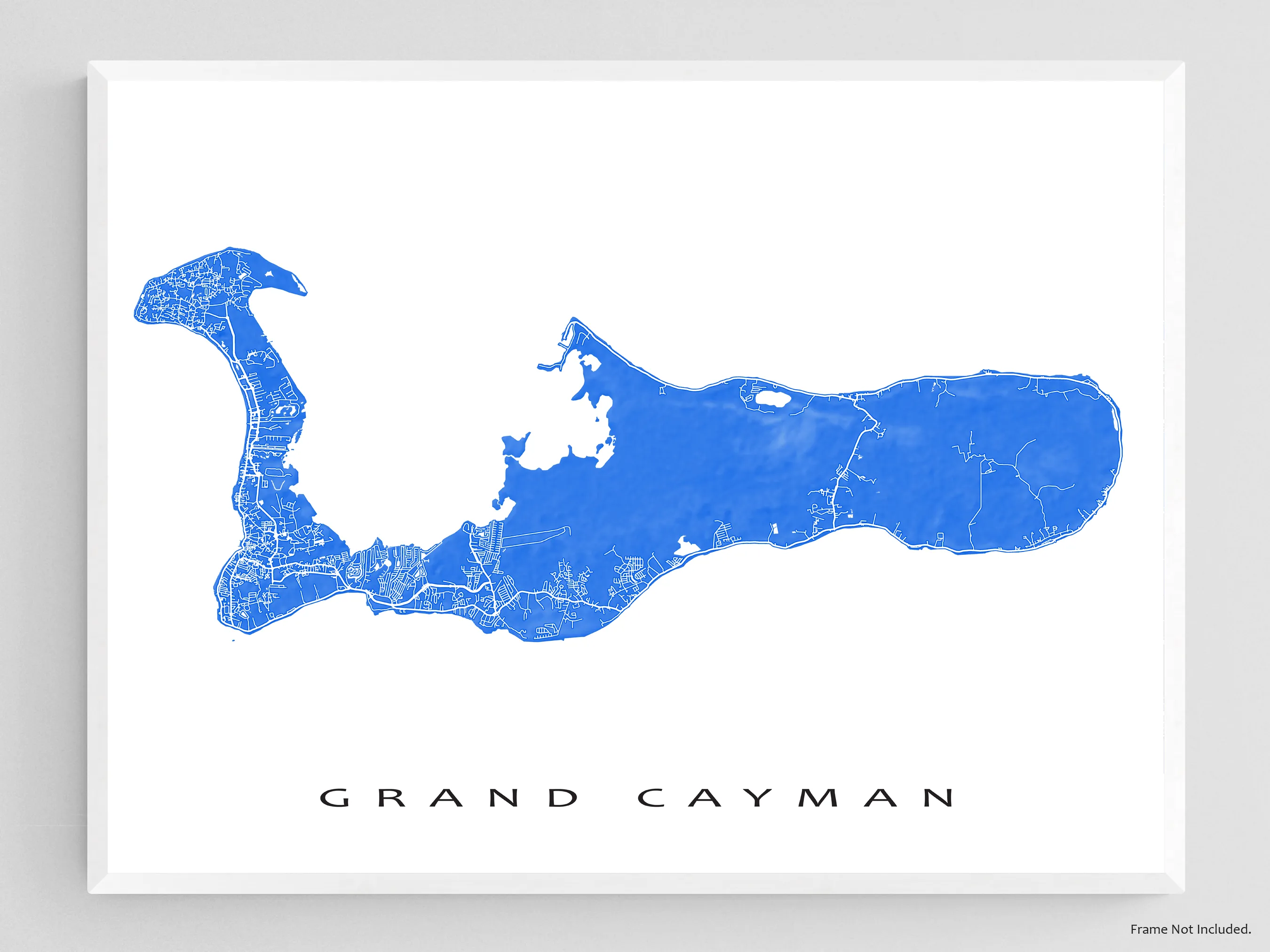 Grand Cayman Island Map Print Poster, Cayman Islands Wall Art Prints, Caribbean Room Decor