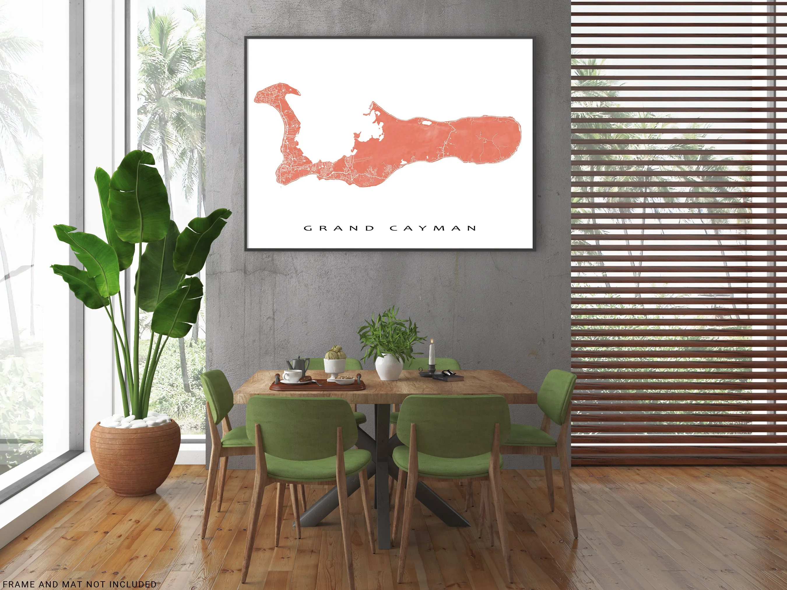 Grand Cayman Island Map Print Poster, Cayman Islands Wall Art Prints, Caribbean Room Decor