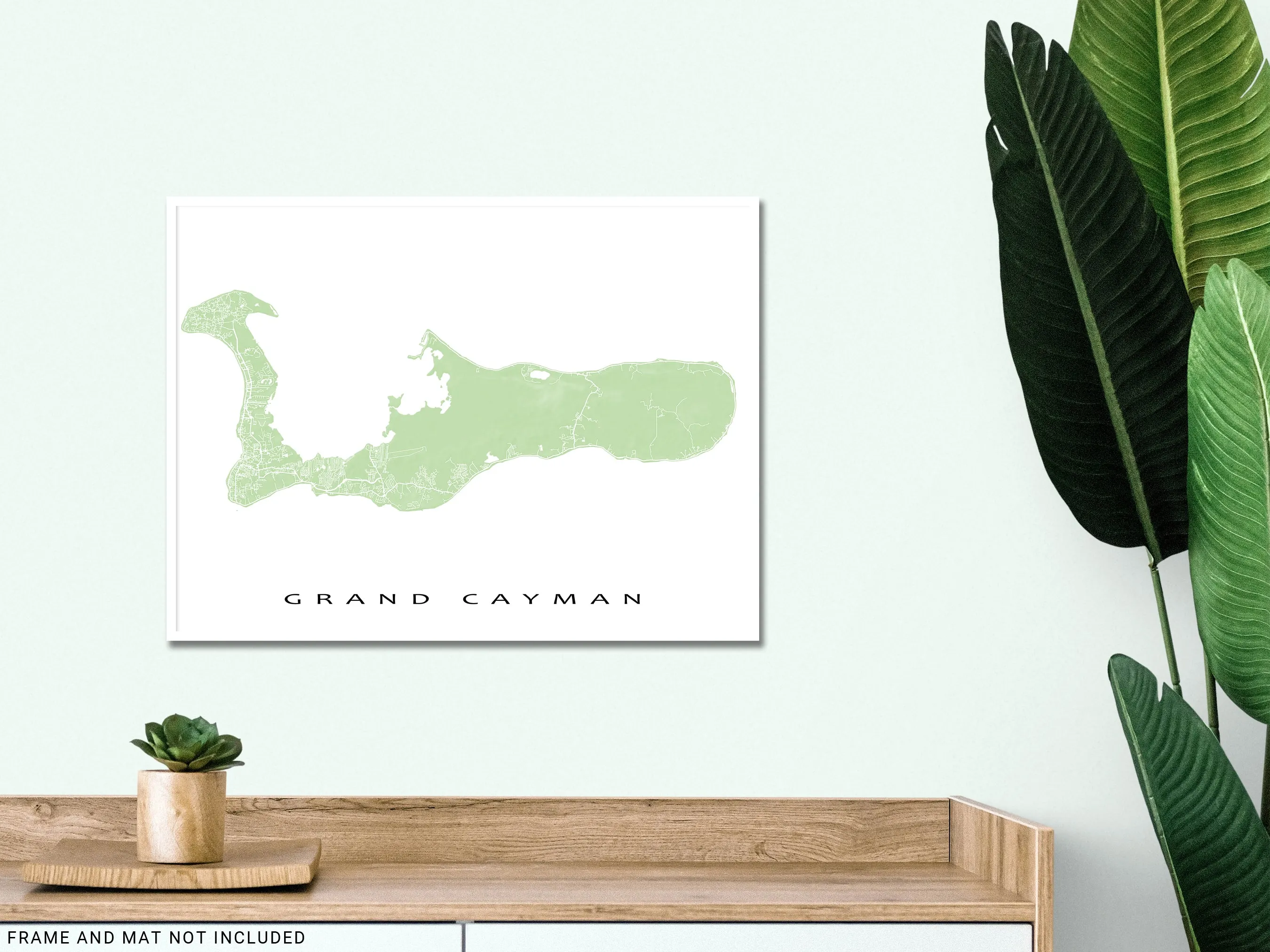 Grand Cayman Island Map Print Poster, Cayman Islands Wall Art Prints, Caribbean Room Decor