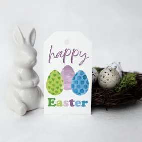HAPPY EASTER printable gift tag - Easter eggs - Instant download