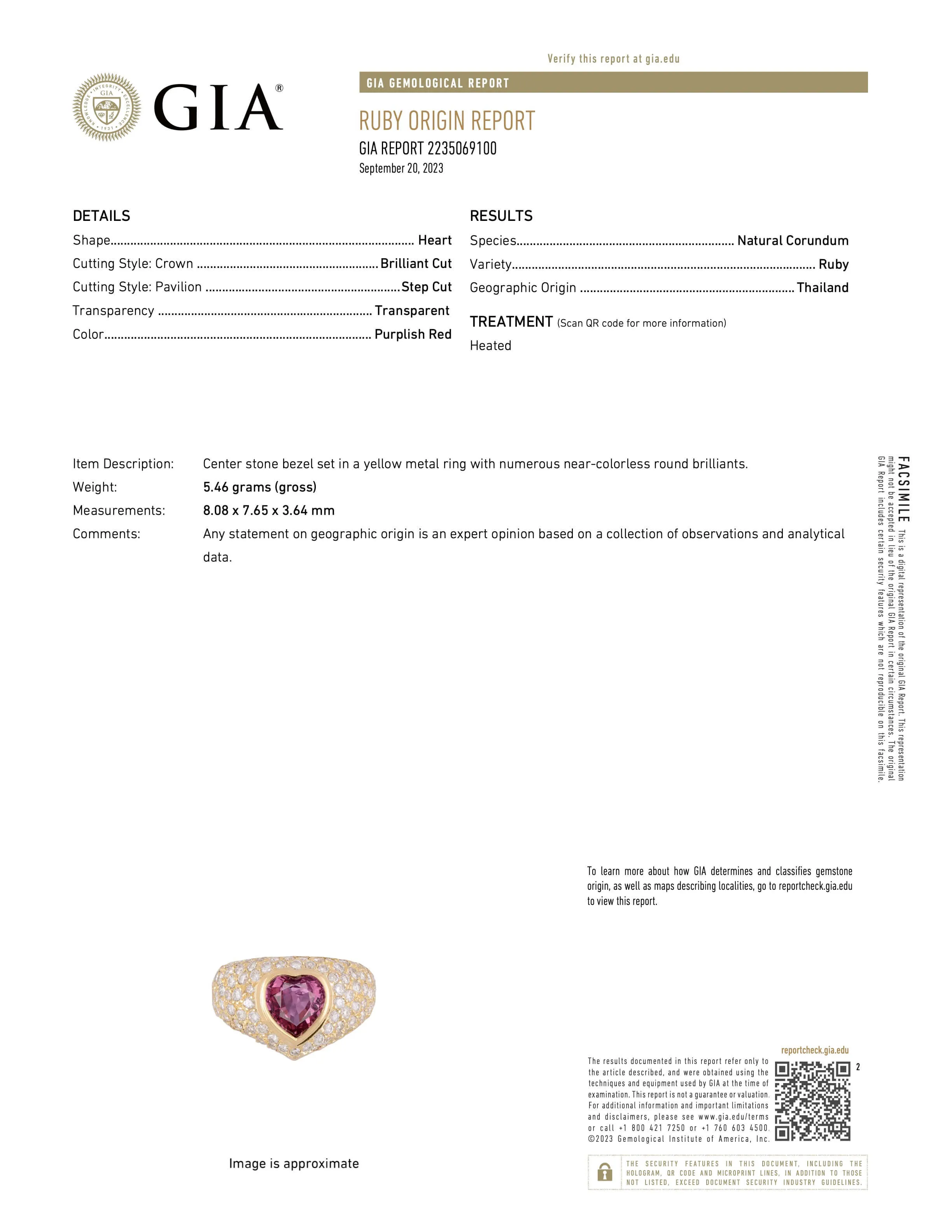 Heart-Shaped Ruby and Diamond Ring in 18K Gold