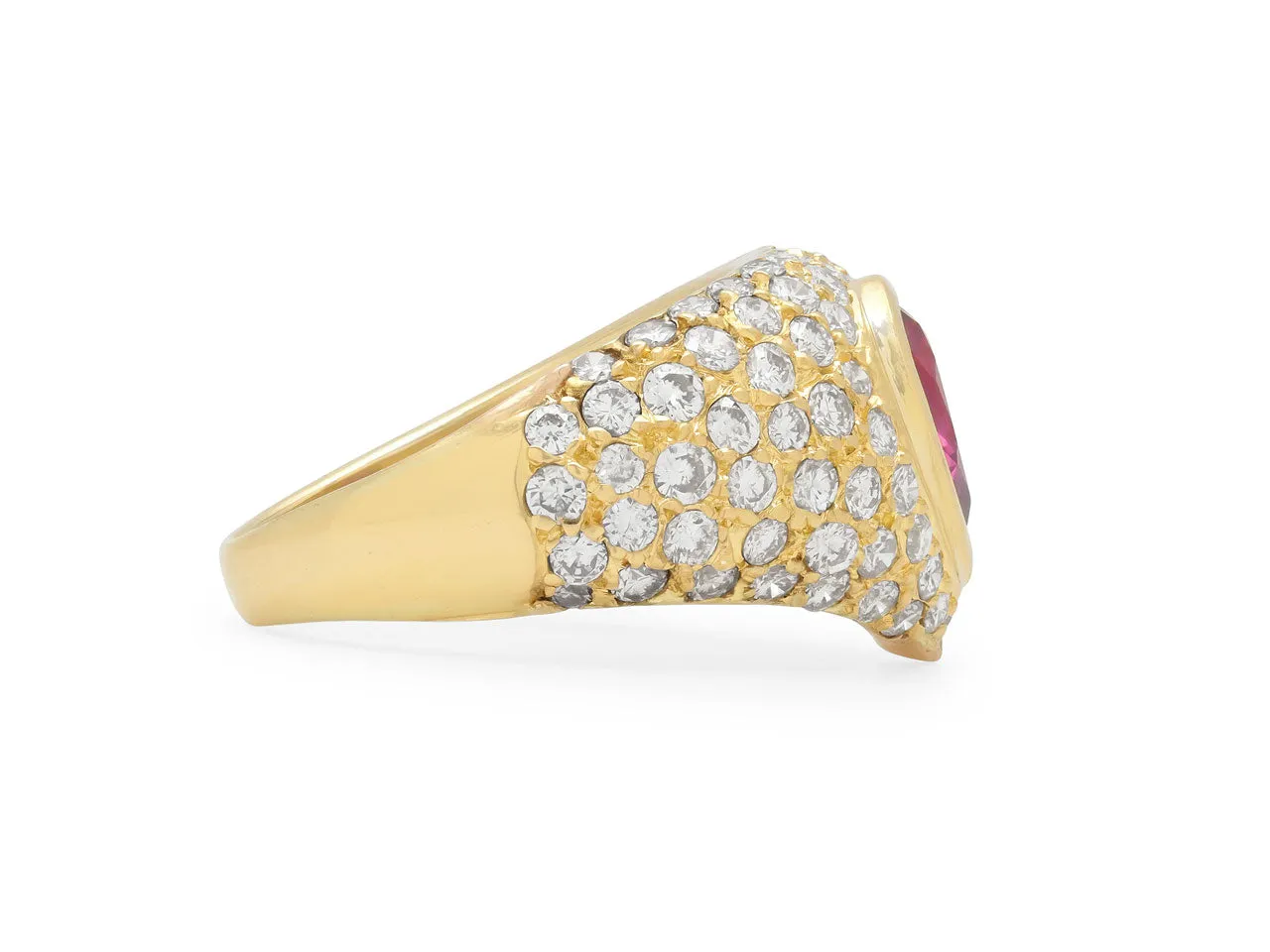 Heart-Shaped Ruby and Diamond Ring in 18K Gold