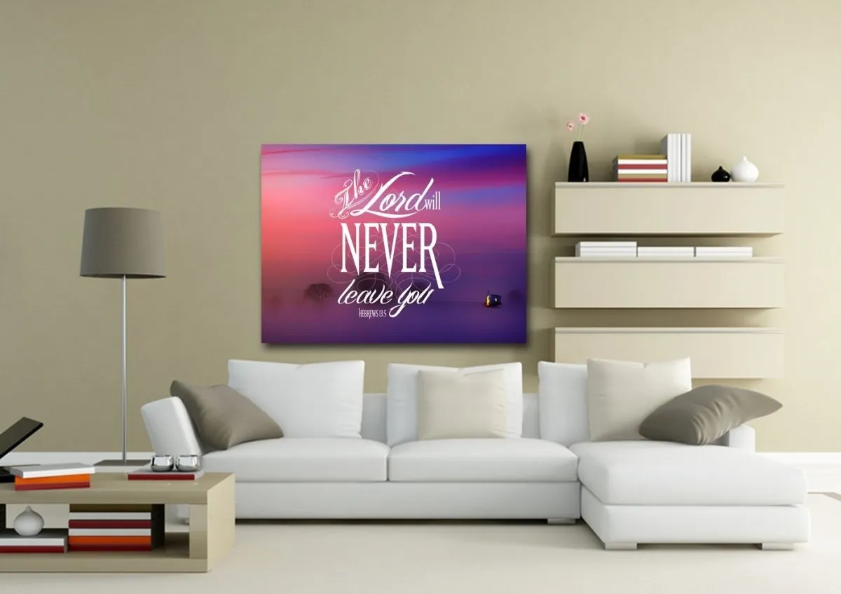 Hebrews 135 The Lord Will Never Leave You Canvas Wall Art Print - Christian Canvas Wall Art