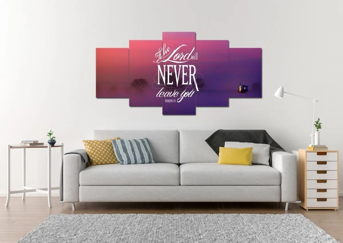 Hebrews 135 The Lord Will Never Leave You Canvas Wall Art Print - Christian Canvas Wall Art
