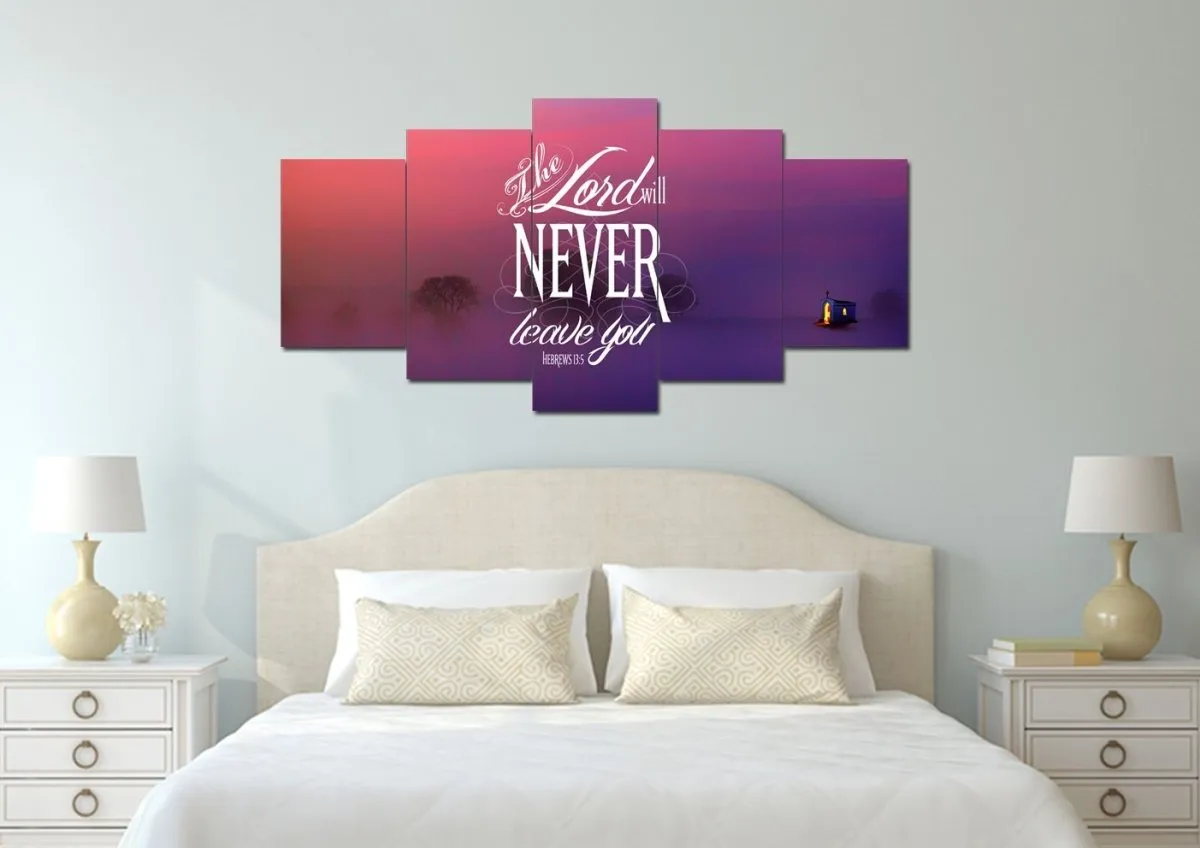 Hebrews 135 The Lord Will Never Leave You Canvas Wall Art Print - Christian Canvas Wall Art