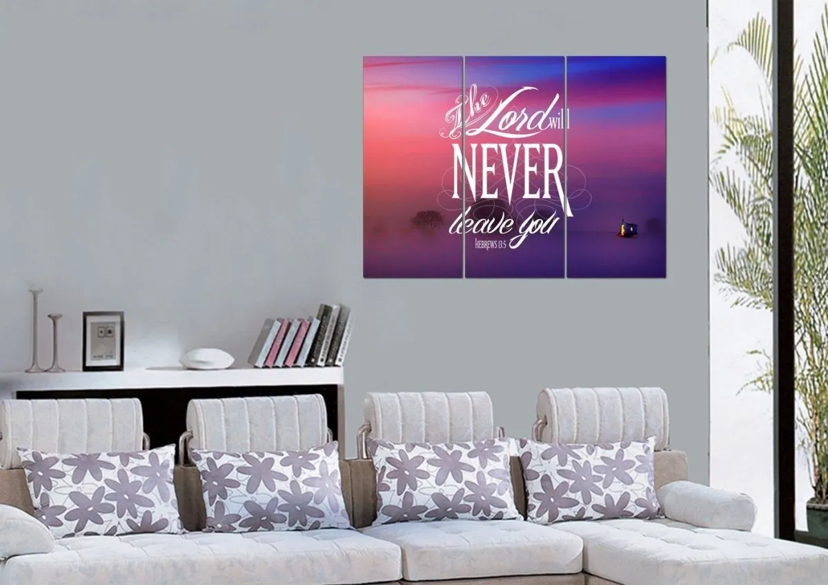 Hebrews 135 The Lord Will Never Leave You Canvas Wall Art Print - Christian Canvas Wall Art