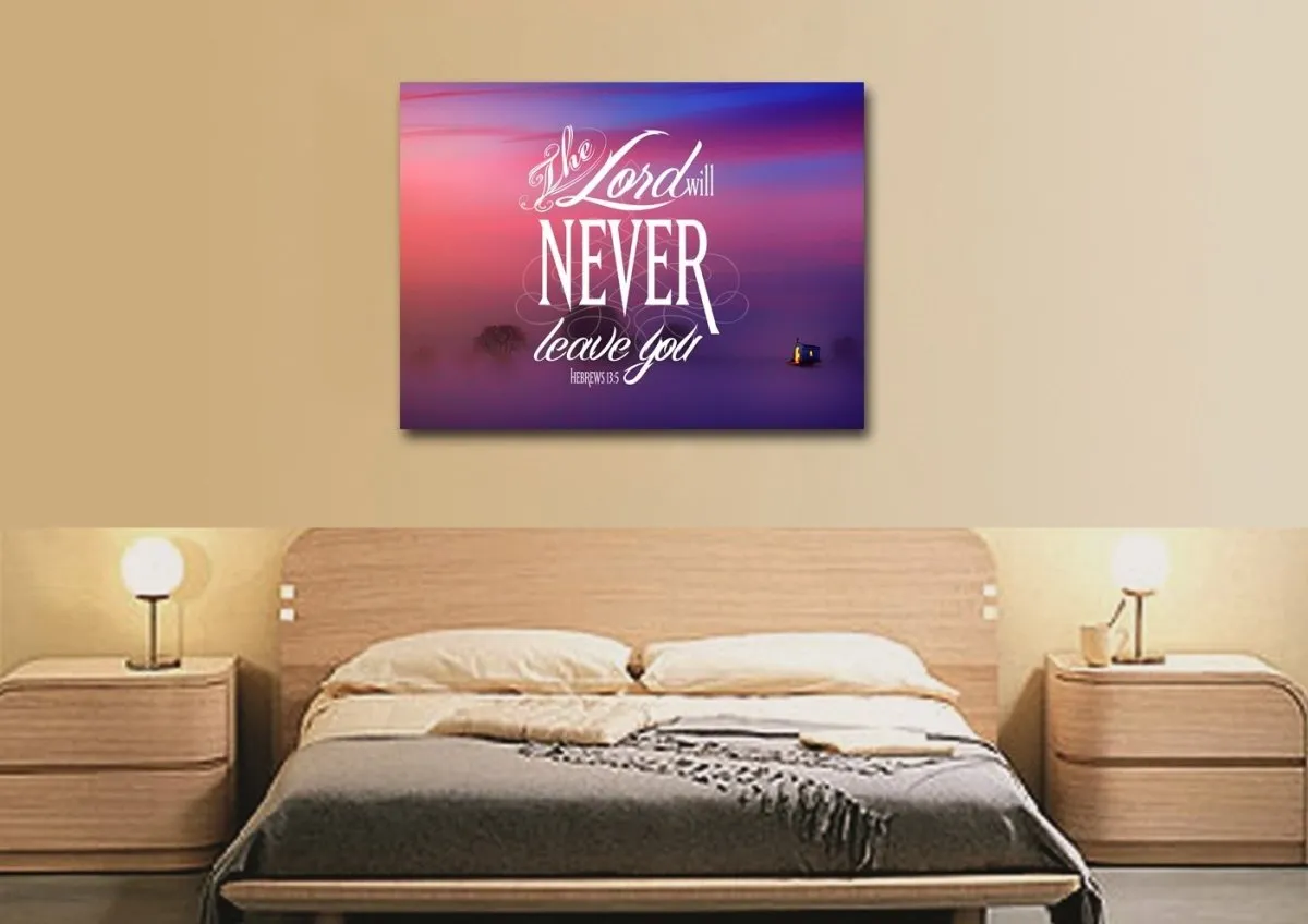 Hebrews 135 The Lord Will Never Leave You Canvas Wall Art Print - Christian Canvas Wall Art