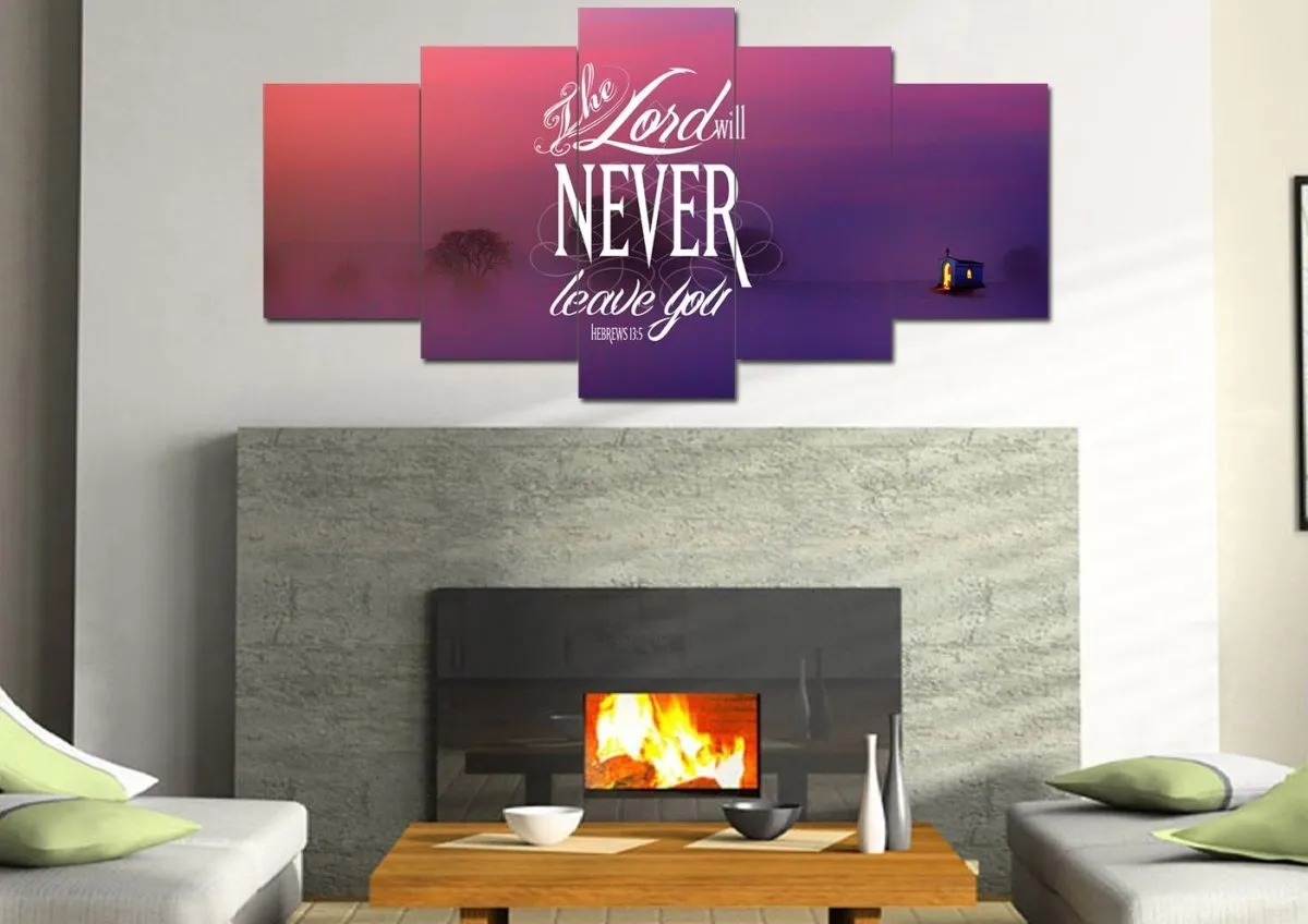 Hebrews 135 The Lord Will Never Leave You Canvas Wall Art Print - Christian Canvas Wall Art