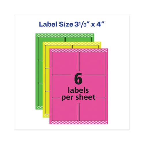 High-vis Removable Laser/inkjet Id Labels W/ Sure Feed, 3.33 X 4, Neon, 72/pk