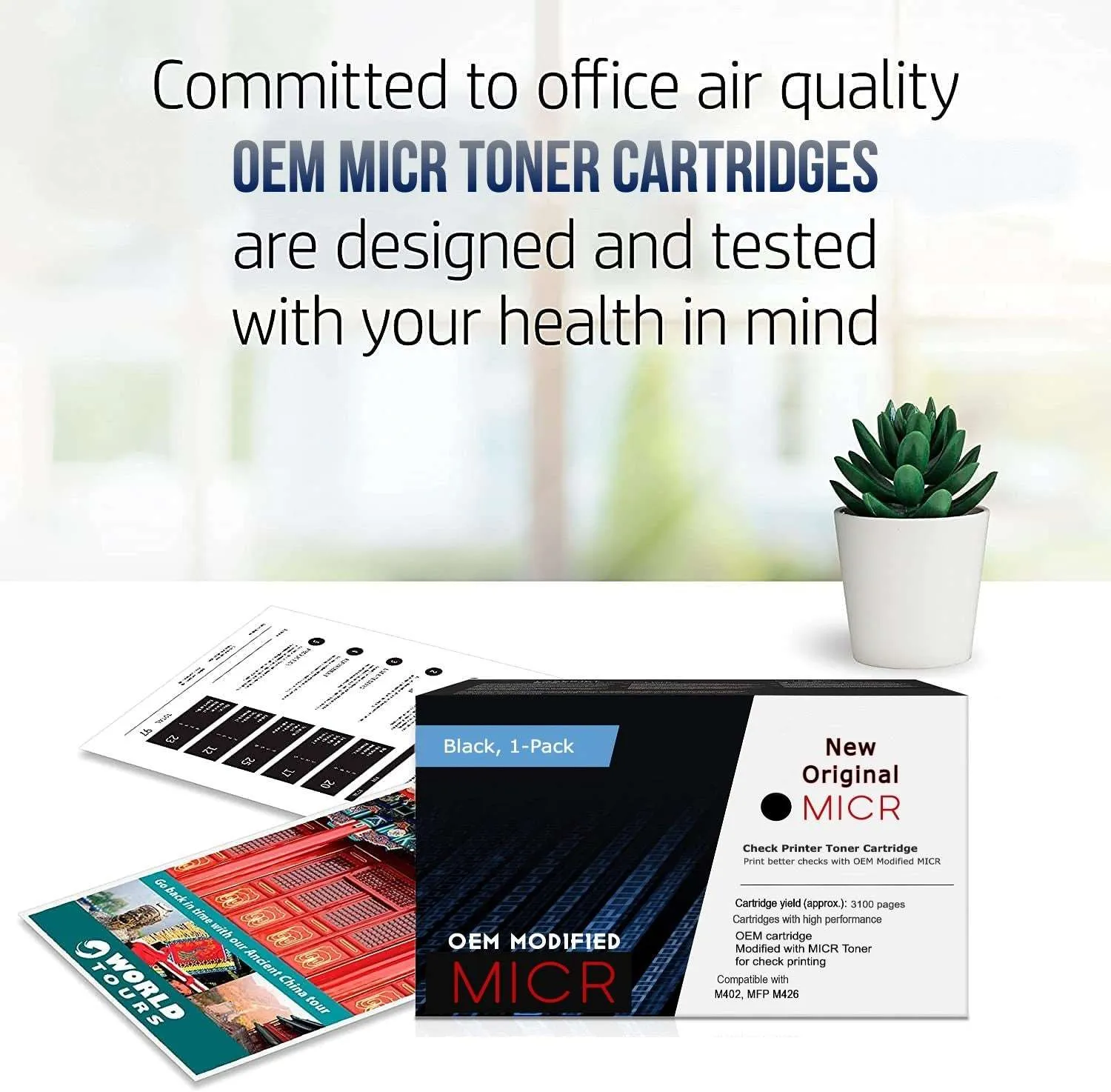 HP 3001dw LaserJet Pro Printer with 1 OEM 138X Modified MICR Cartridge (High Yield)