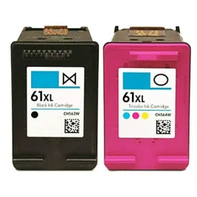 HP CH563WN Black & CH564WN Color (HP 61XL Combo-Pack of 2) High Yield Remanufactured Inkjet Cartridges
