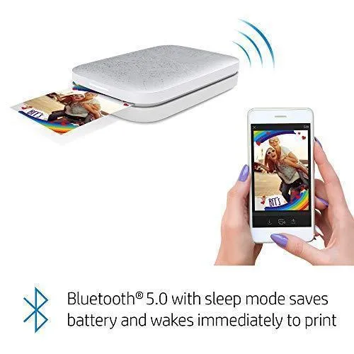 HP Sprocket Portable 2x3" Instant Photo Printer (Luna Pearl) Print Pictures on Zink Sticky-Backed Paper From Your iOS & Android Device