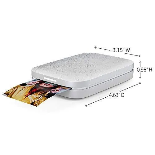 HP Sprocket Portable 2x3" Instant Photo Printer (Luna Pearl) Print Pictures on Zink Sticky-Backed Paper From Your iOS & Android Device