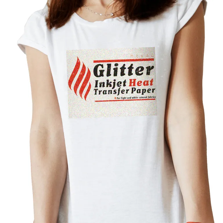 HT-Inkjet Glitter Heat Transfer Paper for White & Light Fabrics 8.5" x 11" (10 Sheets)