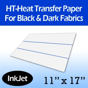 HT-Inkjet Heat Transfer Paper For Black & Dark Fabrics 11"x17" (10 Sheets)