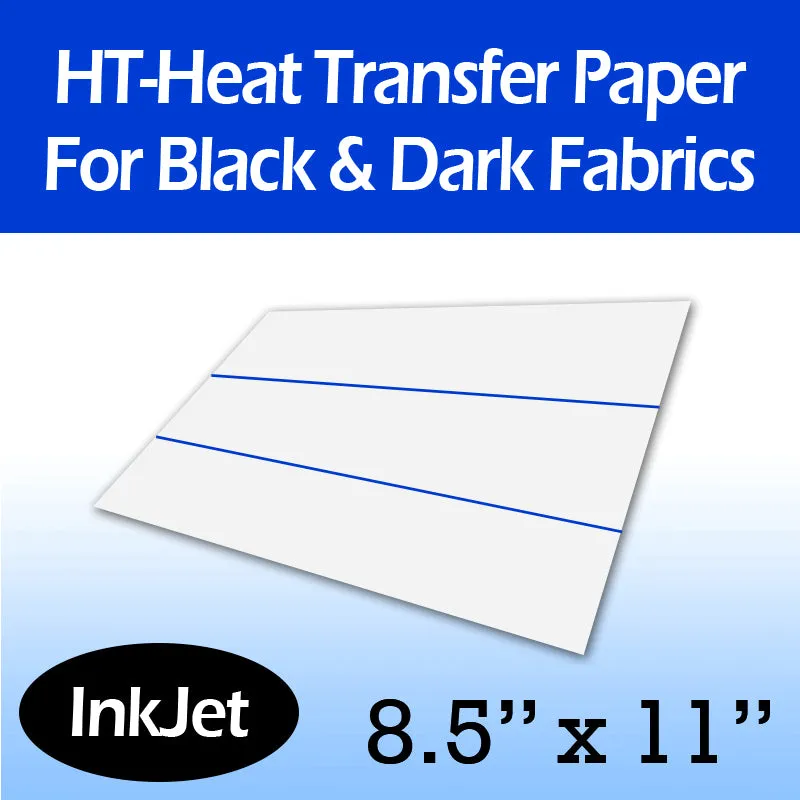 HT-Inkjet Heat Transfer Paper For Black & Dark Fabrics 8.5"x11" (10 Sheets)