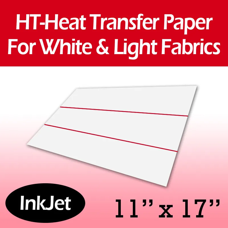 HT-Inkjet Heat Transfer Paper White & Light Fabrics 11" x 17" (10 Sheets)