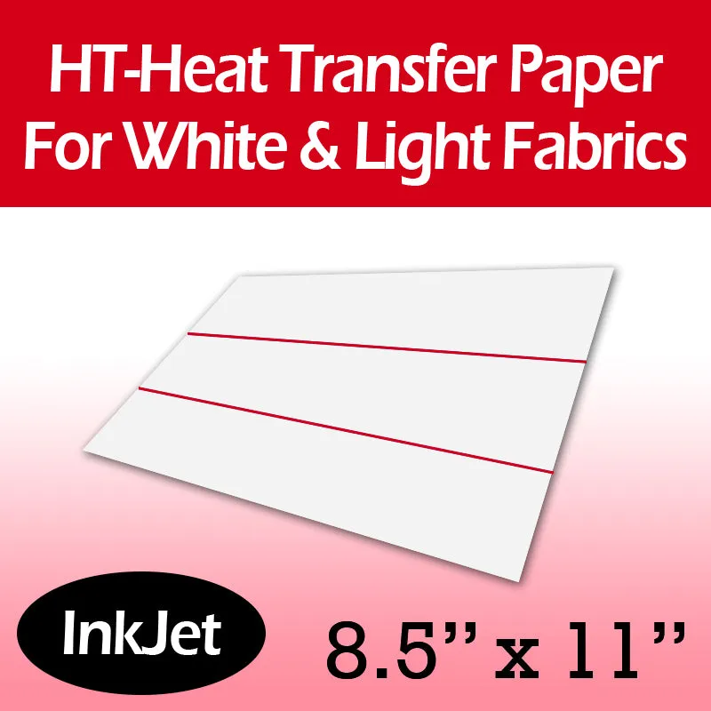 HT-Inkjet Heat Transfer Paper White & Light Fabrics 8.5" x 11" (10 Sheets)