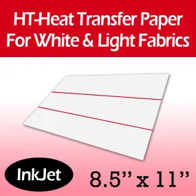 HT-Inkjet Heat Transfer Paper White & Light Fabrics 8.5" x 11" (10 Sheets)