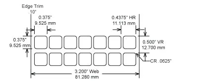 Identco TTL116-403-10 .375x.375 Gloss White Polyimide Thermal Transfer Labels
