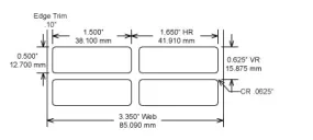Identco TTL119-423-10  1.5x.50 Low Profile Gloss White Polyimide Thermal Transfer Labels