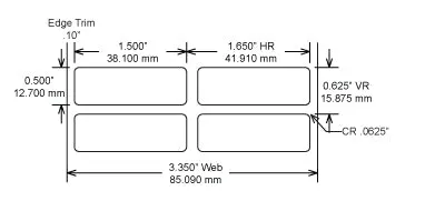 Identco TTL119-423-10  1.5x.50 Low Profile Gloss White Polyimide Thermal Transfer Labels