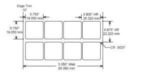 Identco TTL123-701-10 .75x.75 Matte White Polyester Thermal Transfer Labels