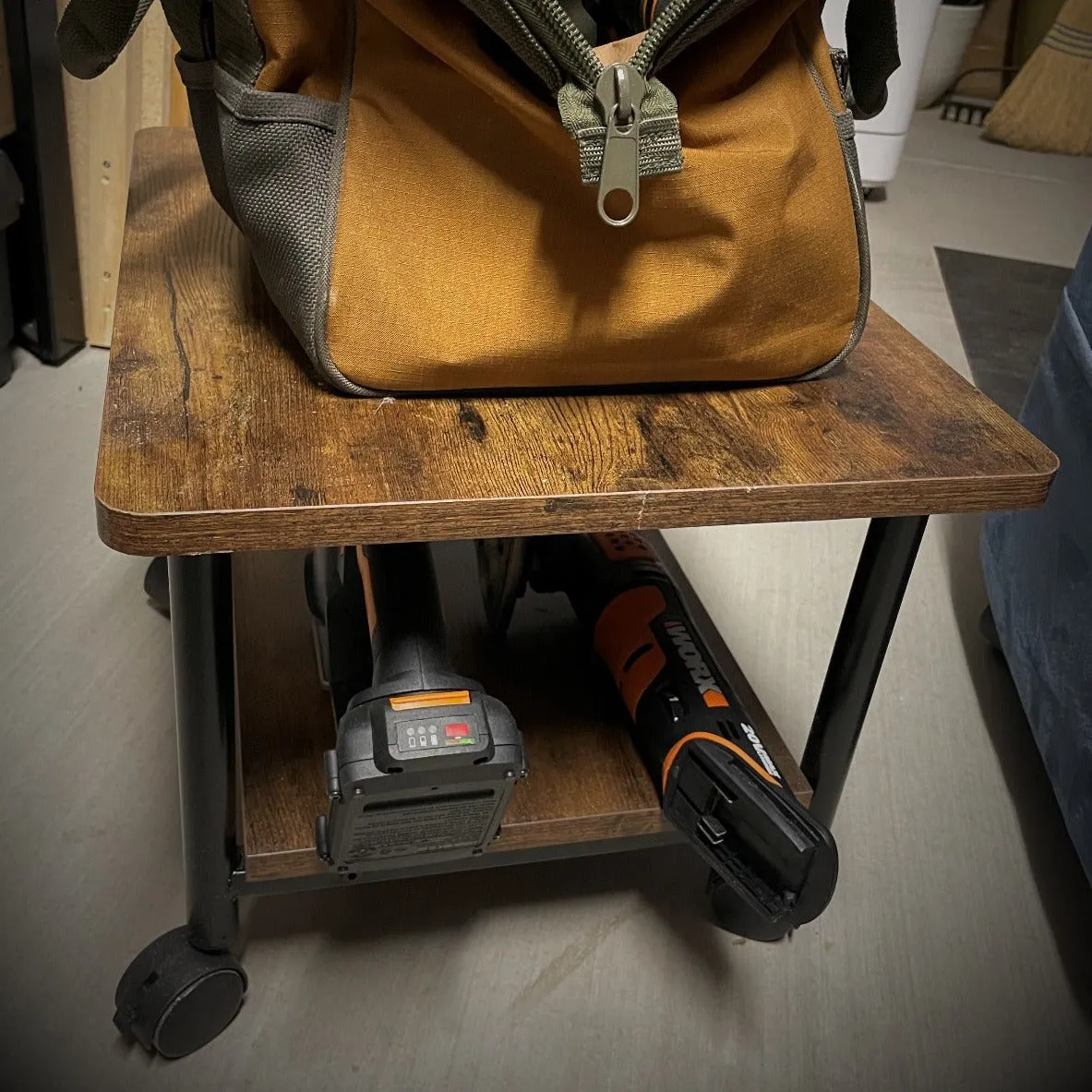 Industrial Under Desk Printer Stand, 2-Tier Mobile Machine Cart with Shelf