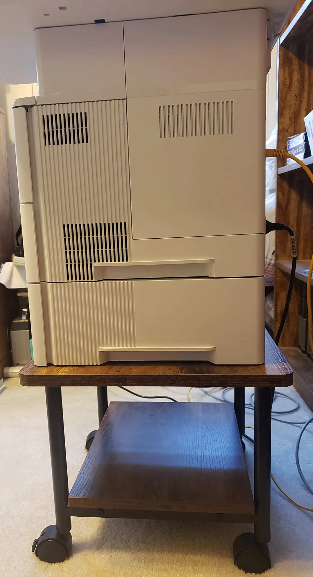 Industrial Under Desk Printer Stand, 2-Tier Mobile Machine Cart with Shelf