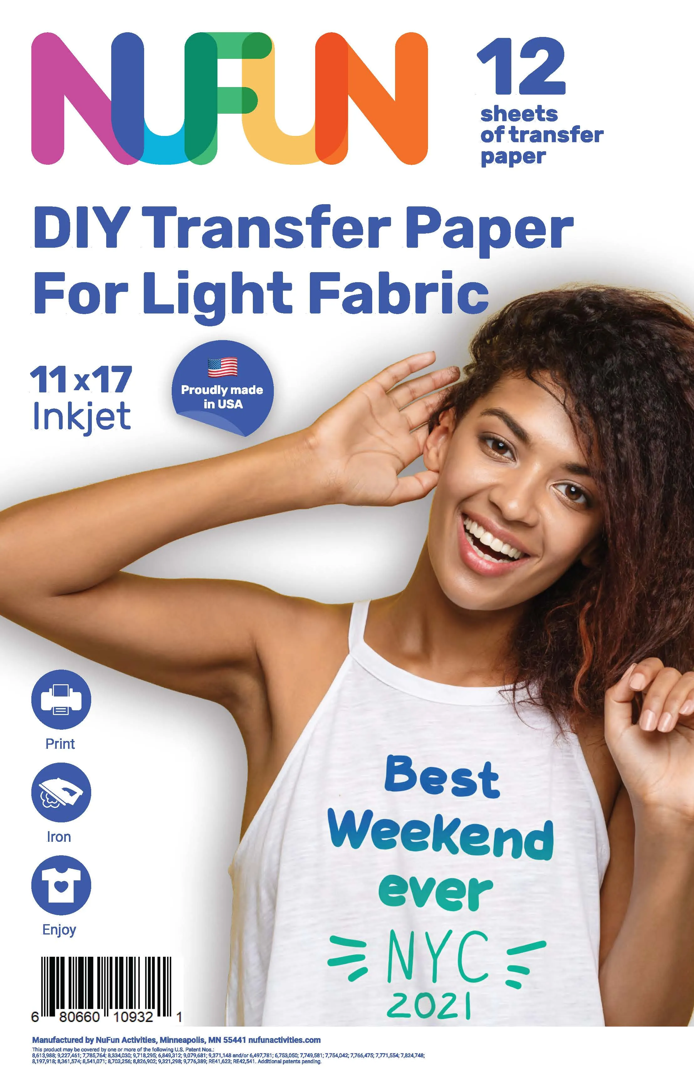 InkJet Printable Transfer Paper for Light Fabrics 11"x17"