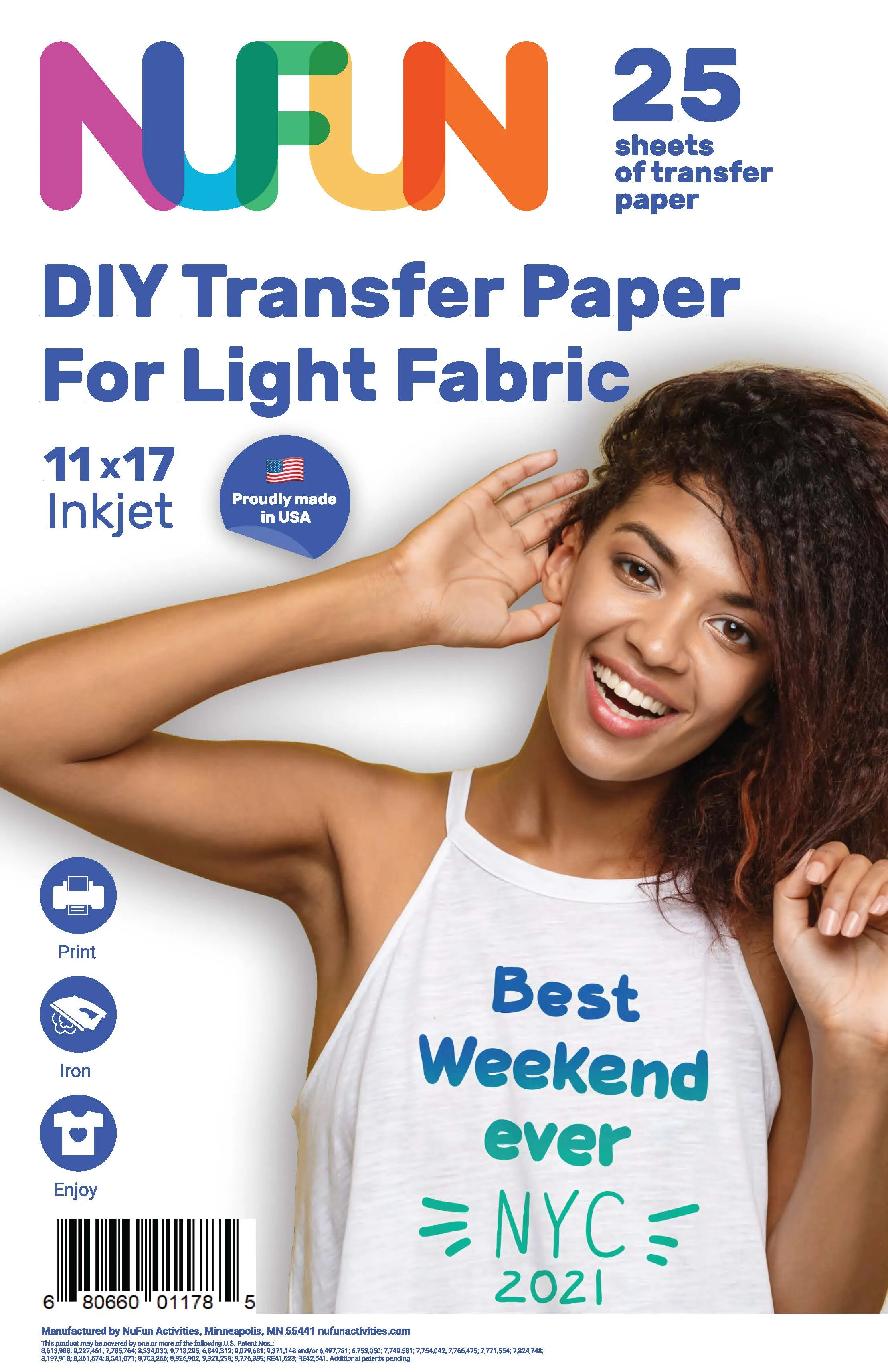 InkJet Printable Transfer Paper for Light Fabrics 11"x17"