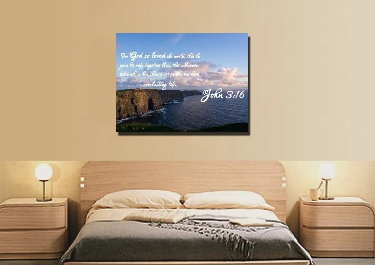 John 316 Kjv #12 Bible Verse Canvas Wall Art - Christian Canvas Wall Art