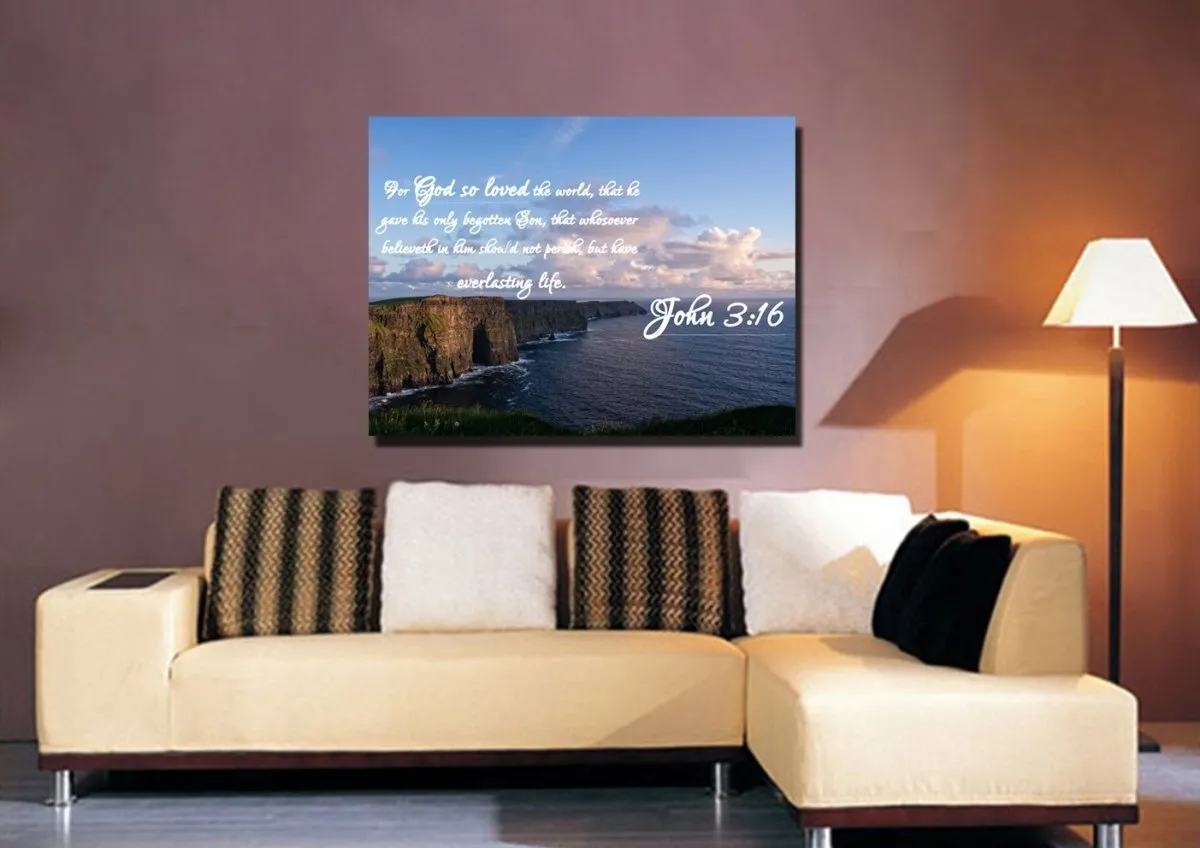 John 316 Kjv #12 Bible Verse Canvas Wall Art - Christian Canvas Wall Art